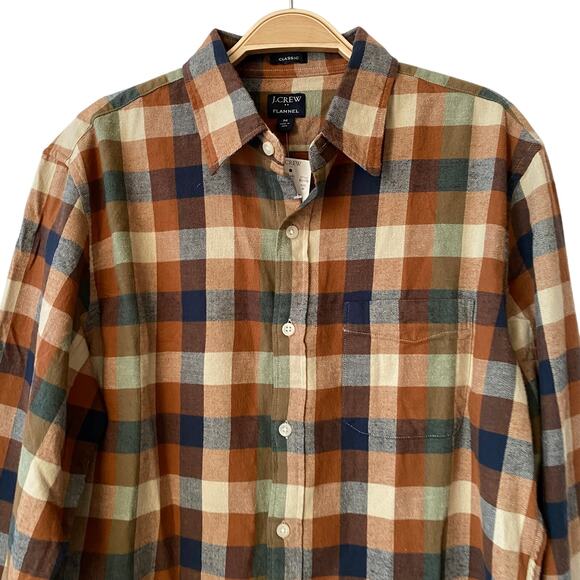 J. Crew Factory Other - J. Crew Factory Flannel Shirt Men M Brown Tan Gingham Fall Plaid Button Up Cabin